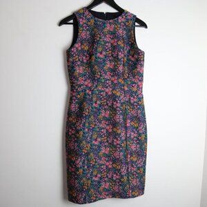 J.Crew Botanic Jacquard Sheath Dress In Mayapple Navy Green Valerie Size 4